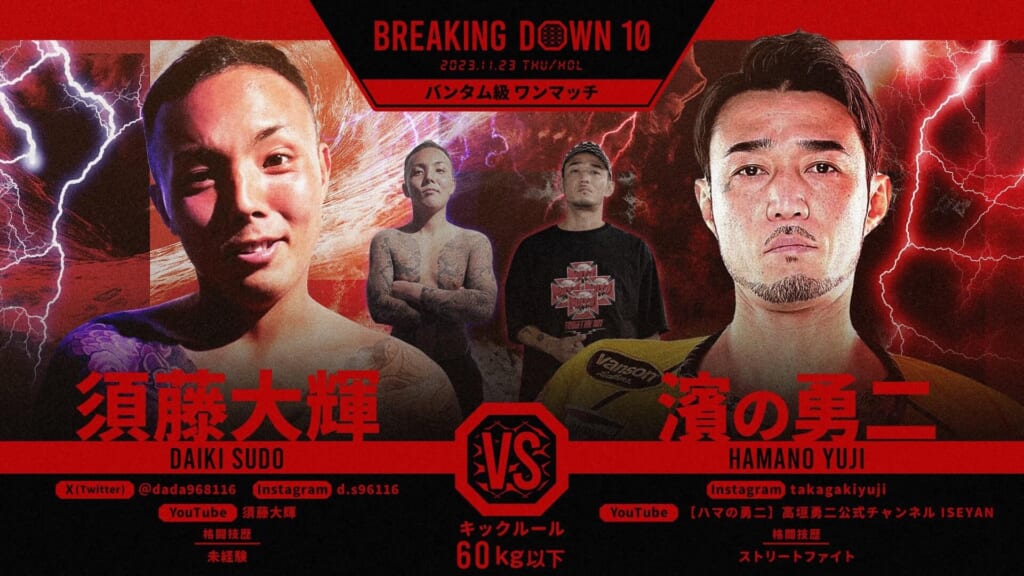 BREAKING DOWN10バンタム級 ワンマッチ須藤大輝 vs 濱の勇二