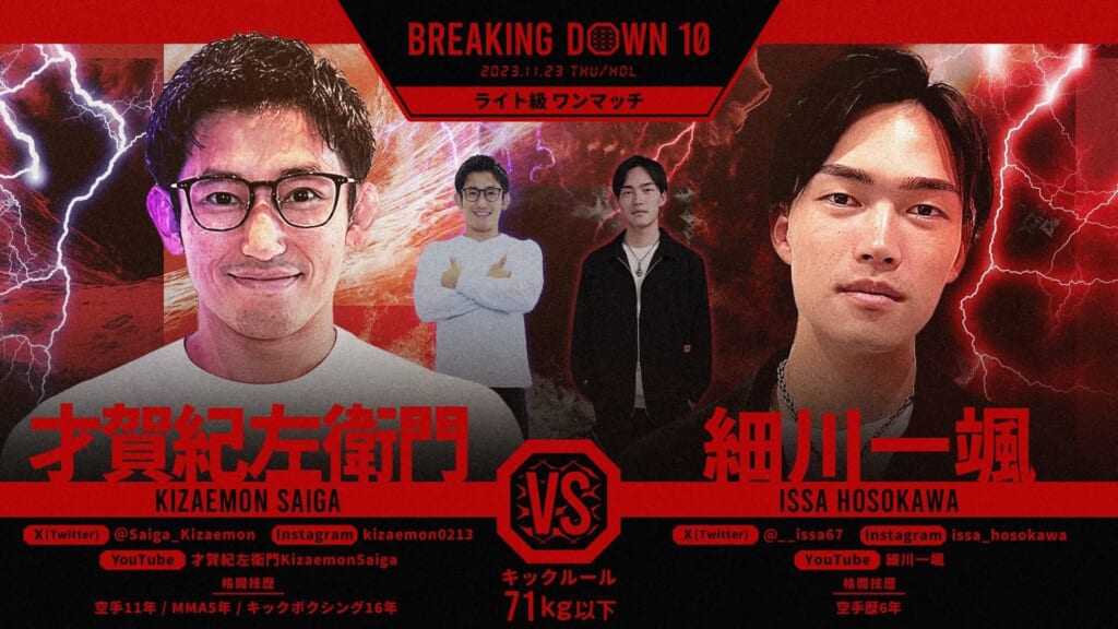 BREAKING DOWNライト級 ワンマッチ才賀紀左衛門 vs 細川一颯