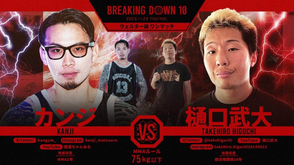BREAKING DOWN10ウェルター級 ワンマッチカンジ vs 樋口武大