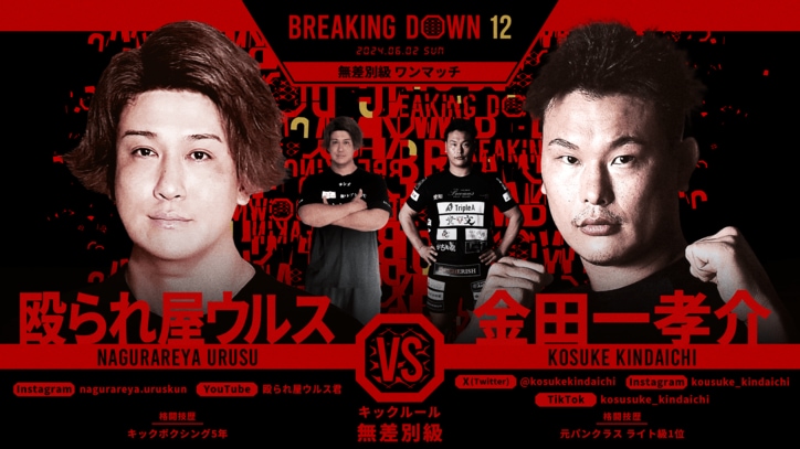BREAKING DOWN 12
殴られ屋ウルス vs. 金田一孝介
