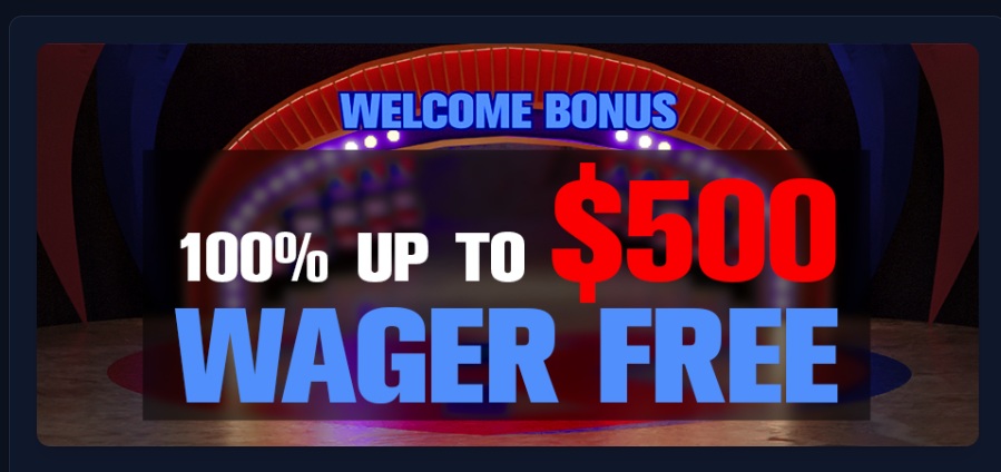 WELCOME BONUS 100％　UP TO $500 WAGER FREE