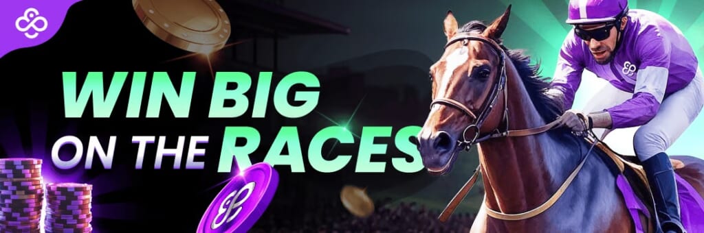 コインカジノの入金ボーナス『Bet, Race, Win: $10 Free Bets on Horse Racing!』の金額や出金条件