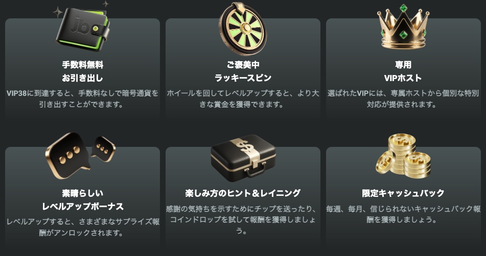 JBカジノのVIPクラブの金額や出金条件